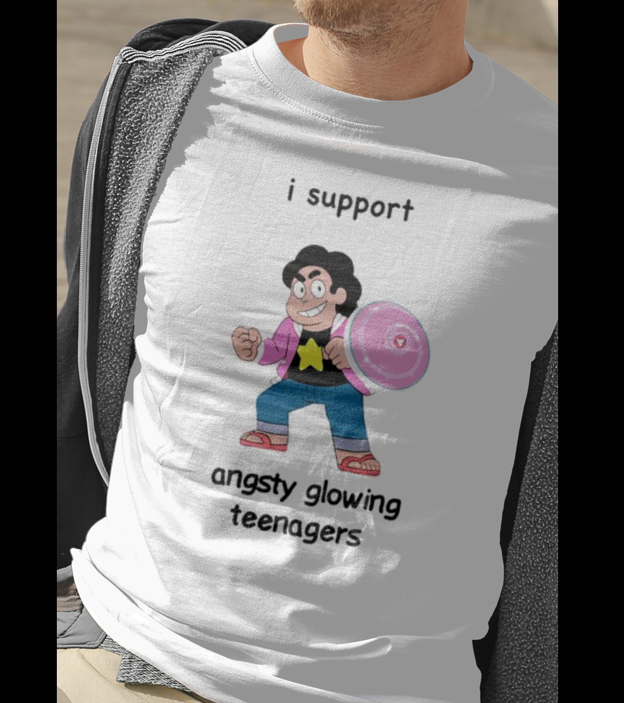 I Support Angsty Glowing Teenagers Steven Universe Shield T-Shirt