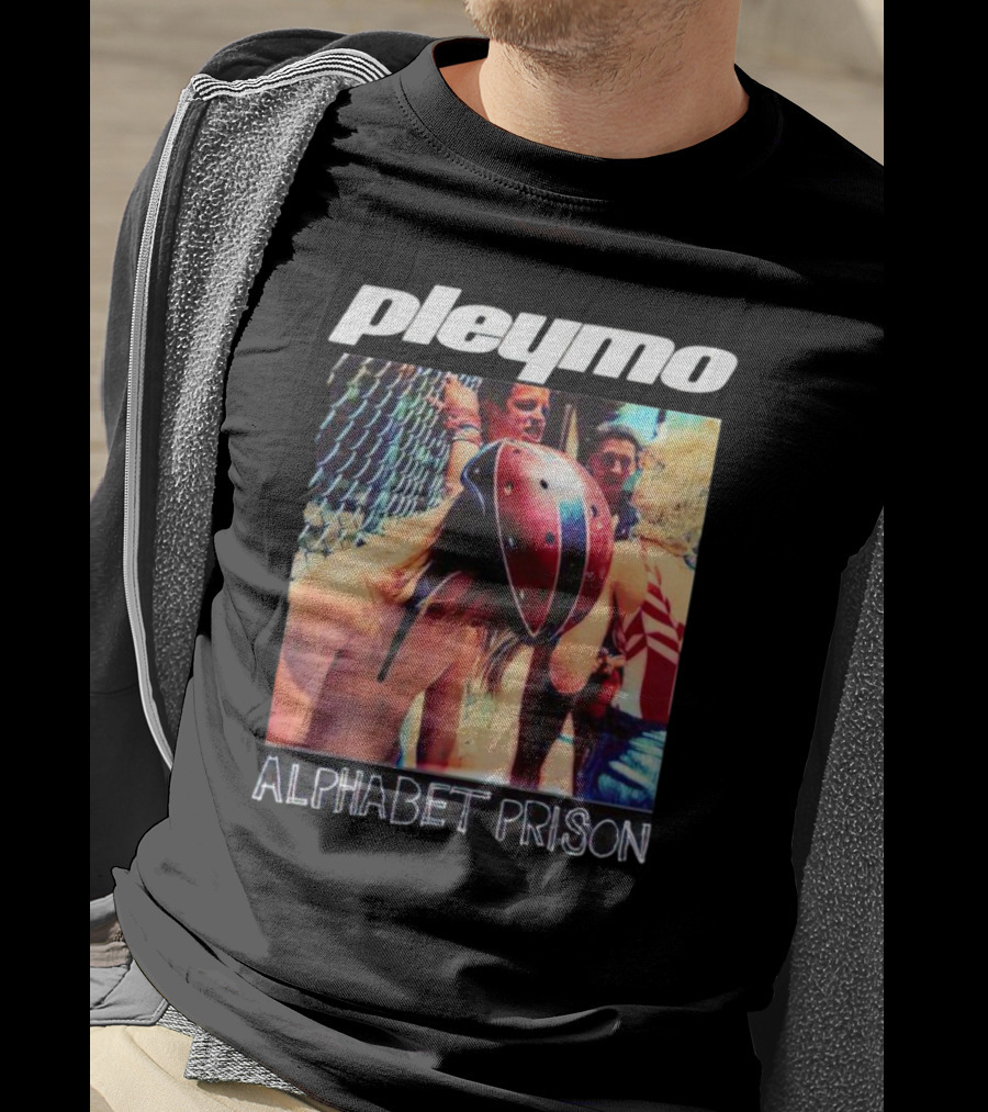 Pleymo Alphabet Prison Helmeted Figure By Fence T-Shirt