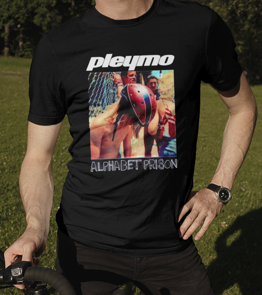 Pleymo Alphabet Prison Helmeted Figure By Fence T-Shirt