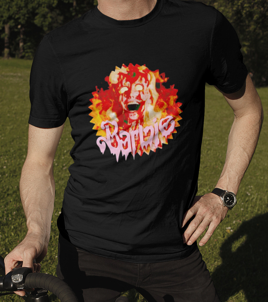 Barbenheimer Barbie Horror Flames T-Shirt