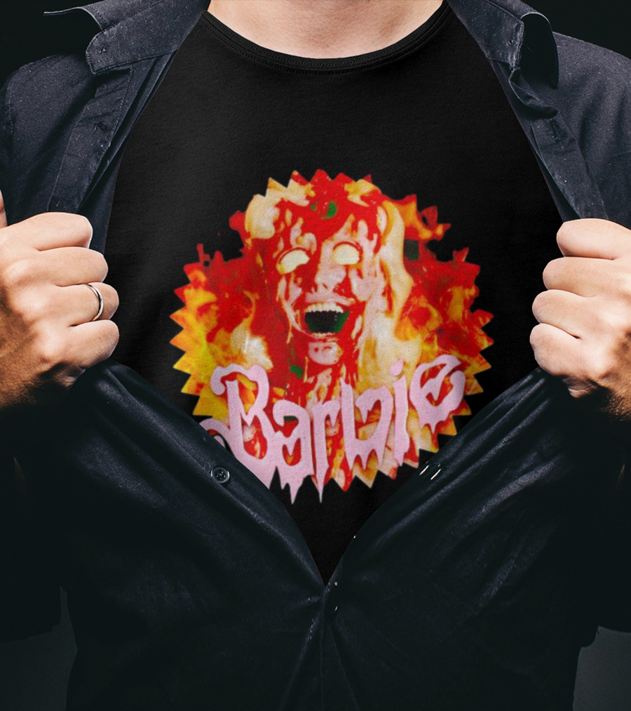 Barbenheimer Barbie Horror Flames T-Shirt