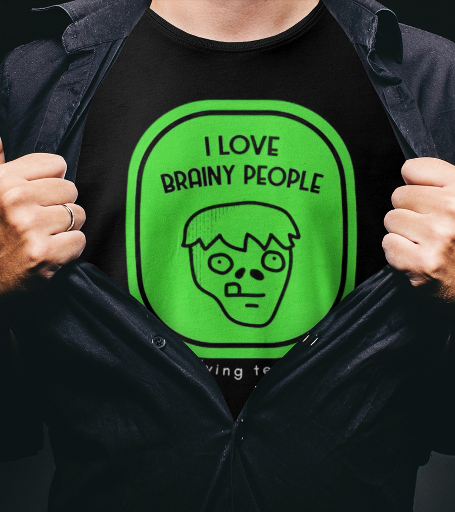 I Love Brainy People And Playing Tennis With Zombie Face T-Shirt