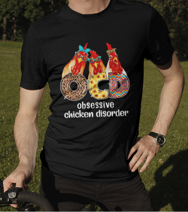 OCD Obsessive Chicken Disorder Funny Colorful Chickens With Glasses And Accessories T-Shirt