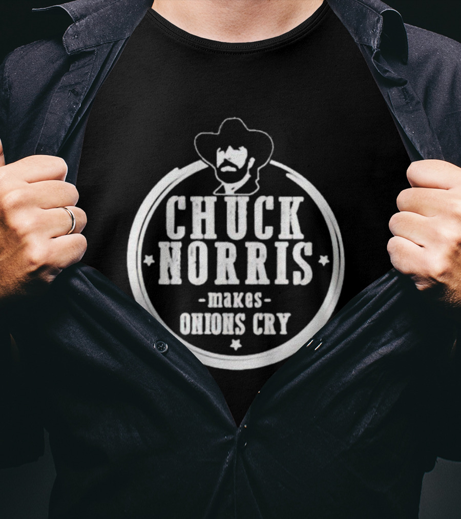 Chuck Norris Makes Onions Cry Cowboy Badge T-Shirt