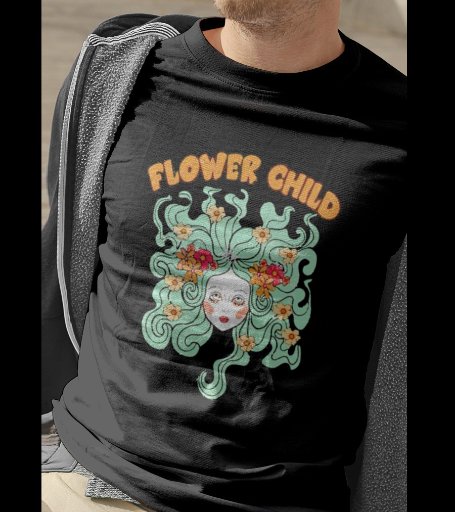 Flower Child Feminist Groovy Floral Goddess Hair T-Shirt