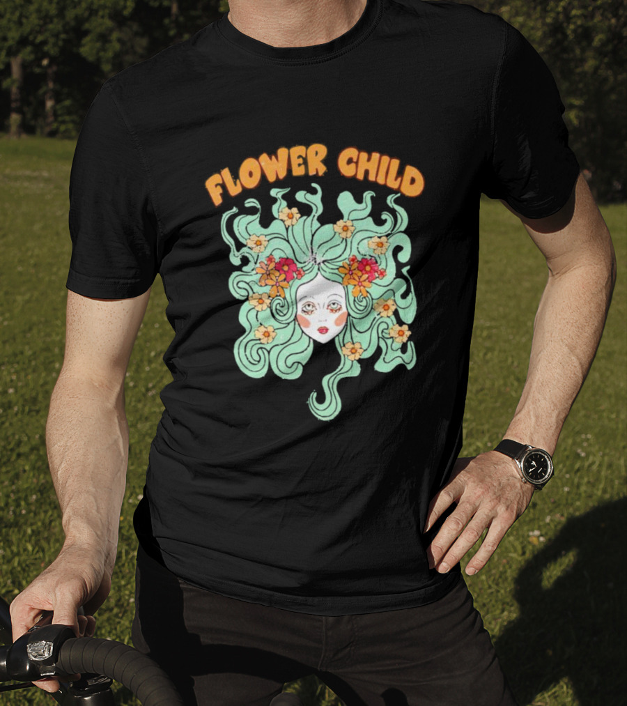 Flower Child Feminist Groovy Floral Goddess Hair T-Shirt