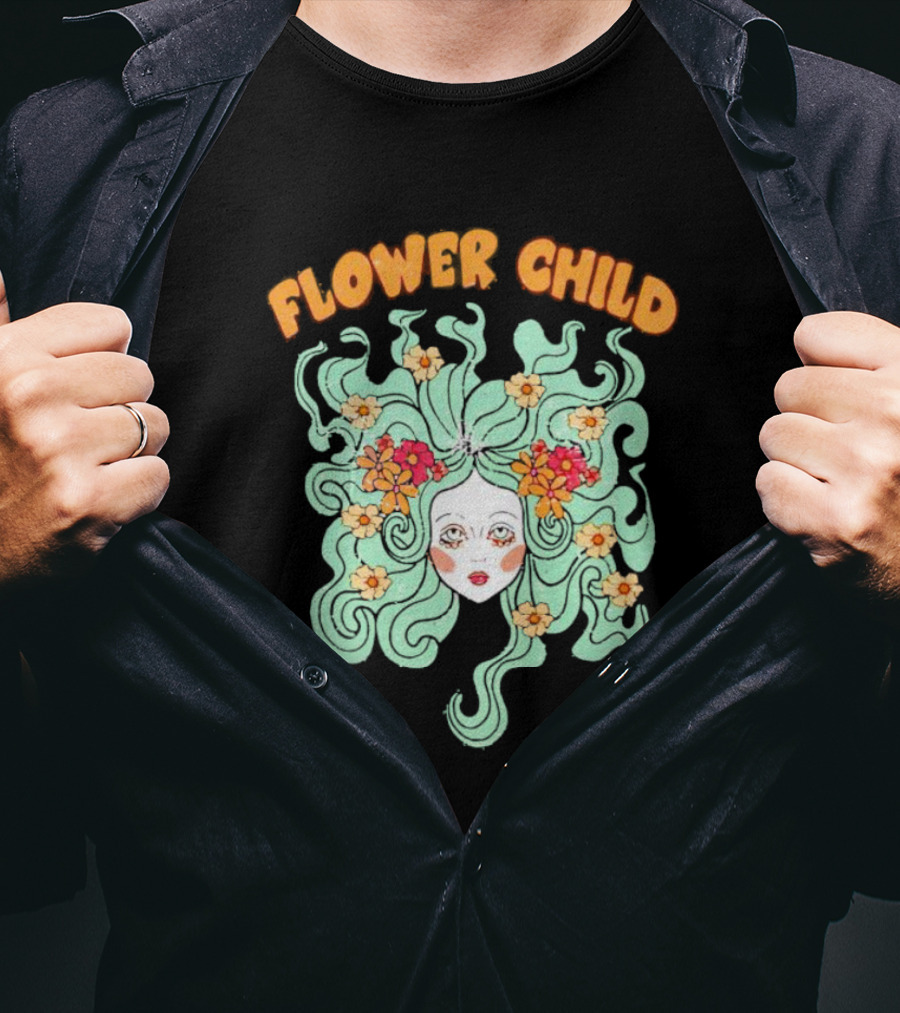 Flower Child Feminist Groovy Floral Goddess Hair T-Shirt