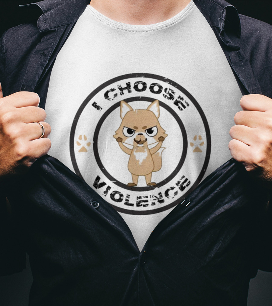 I Choose Violence Angry Fox With Paw Prints T-Shirt