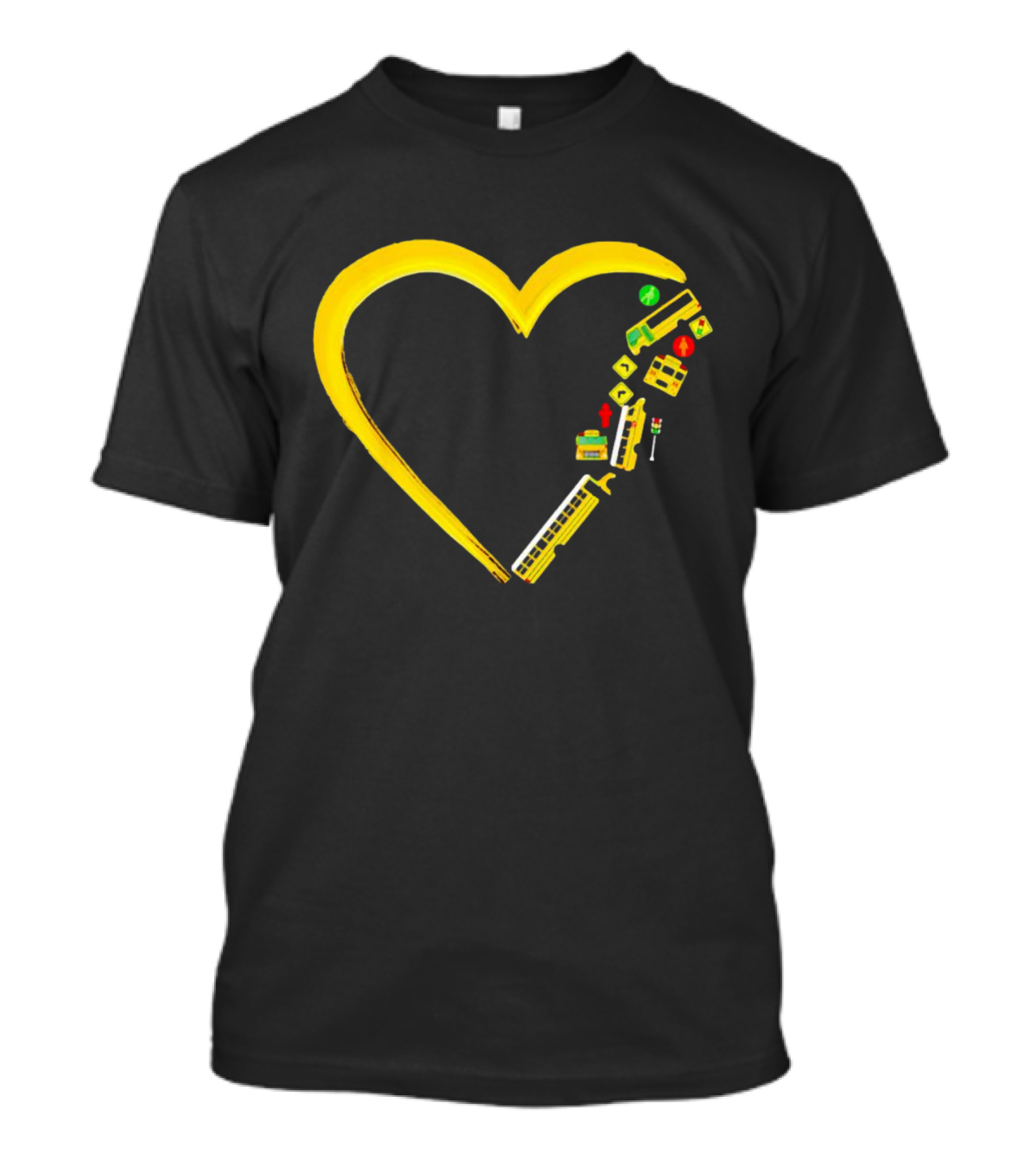 School Bus Driver Heart Traffic Sign And School Crossing T-Shirt
