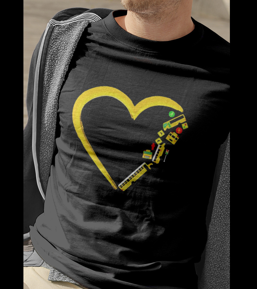 School Bus Driver Heart Traffic Sign And School Crossing T-Shirt