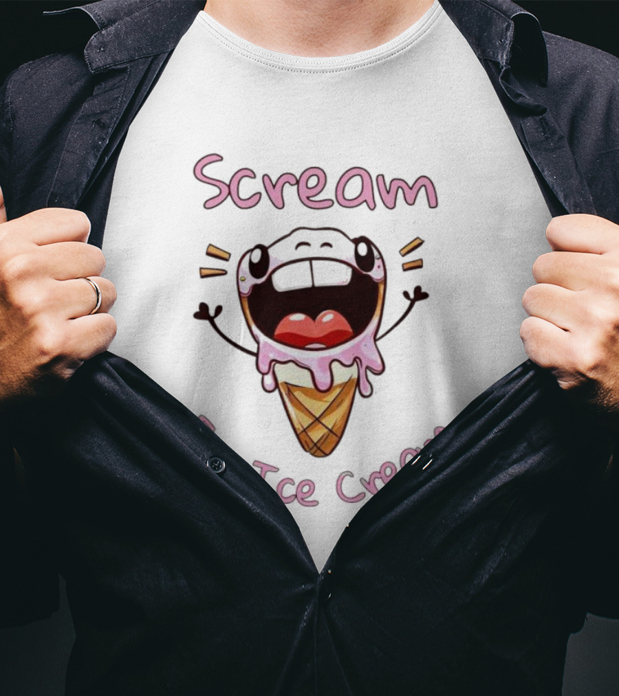 Scream For Ice Cream Cute Melting Cone Emoji T-Shirt