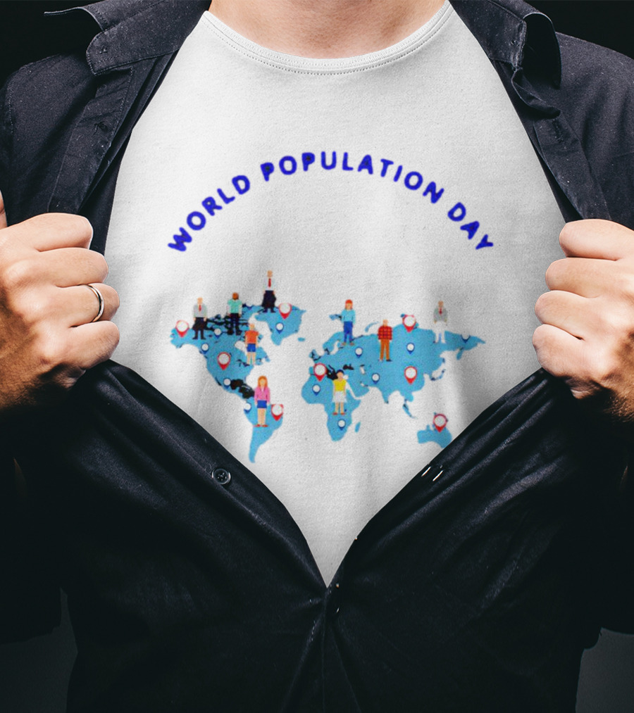 World Population Day Map People Locations T-Shirt