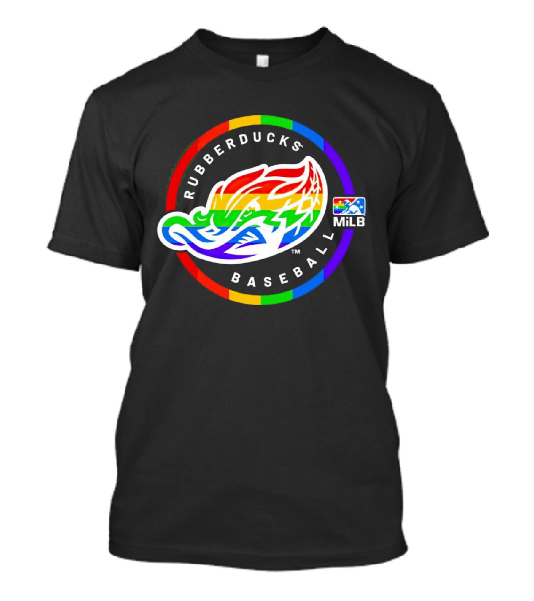 Akron RubberDucks Baseball MiLB Pride Logo Rainbow T-Shirt