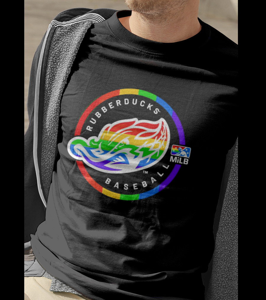 Akron RubberDucks Baseball MiLB Pride Logo Rainbow T-Shirt