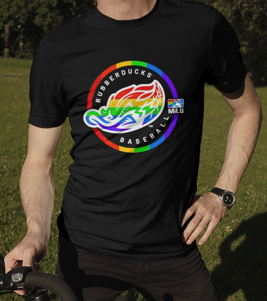Akron RubberDucks Baseball MiLB Pride Logo Rainbow T-Shirt