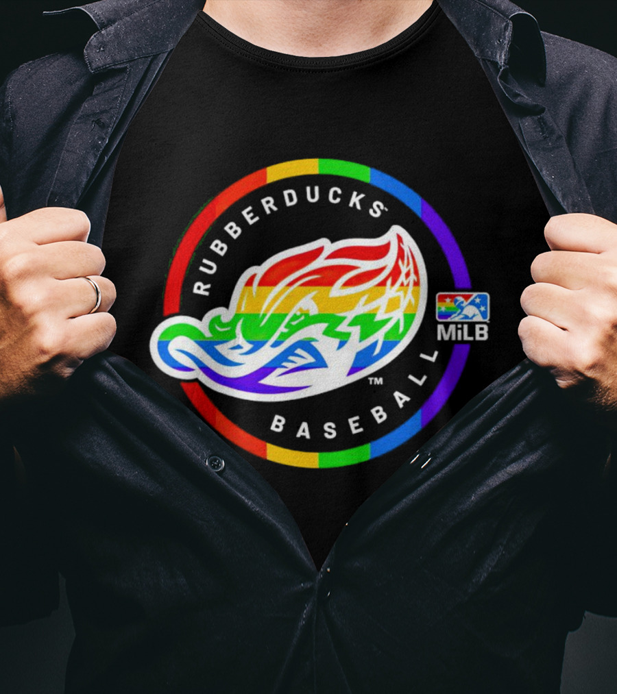 Akron RubberDucks Baseball MiLB Pride Logo Rainbow T-Shirt