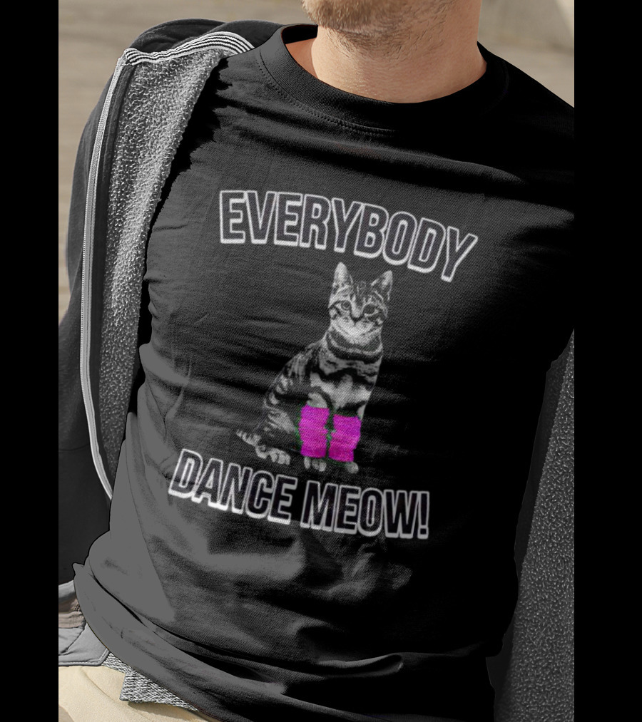 Everybody Dance Meow Cat With Pink Leg Warmers T-Shirt