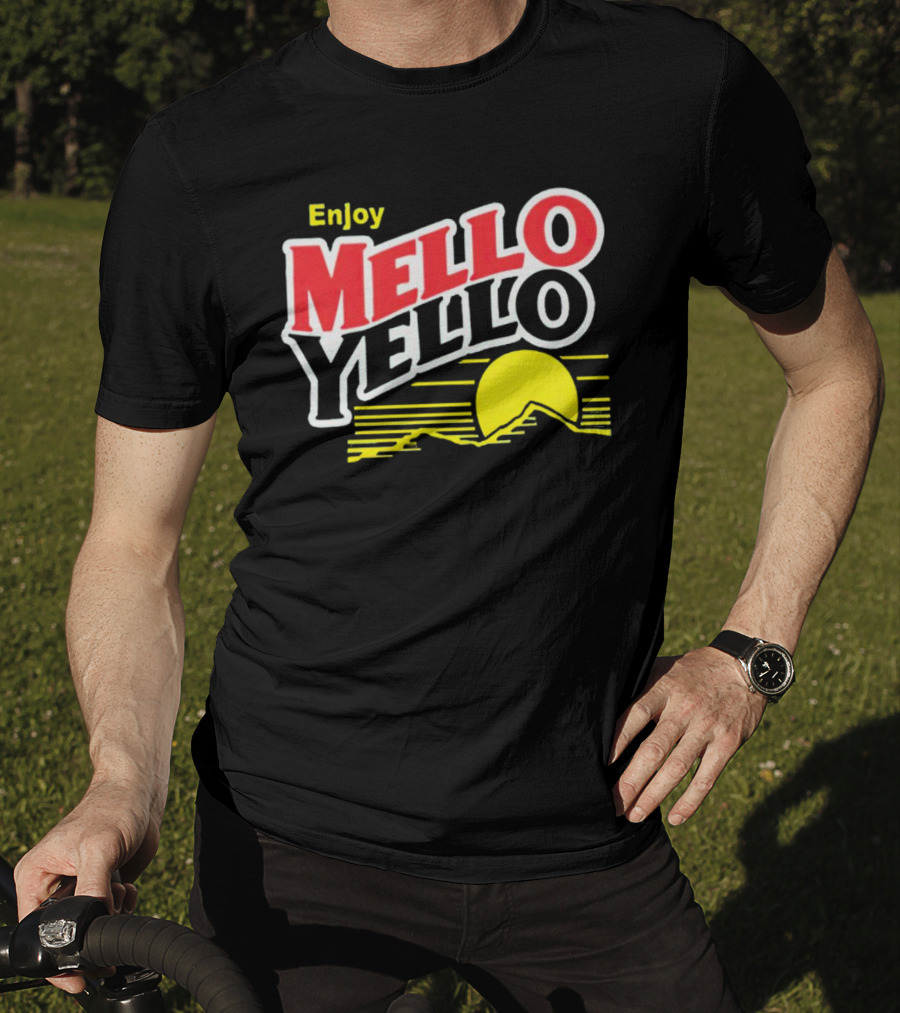 Enjoy Mello Yello Retro Style With Sunset And Mountain T-Shirt