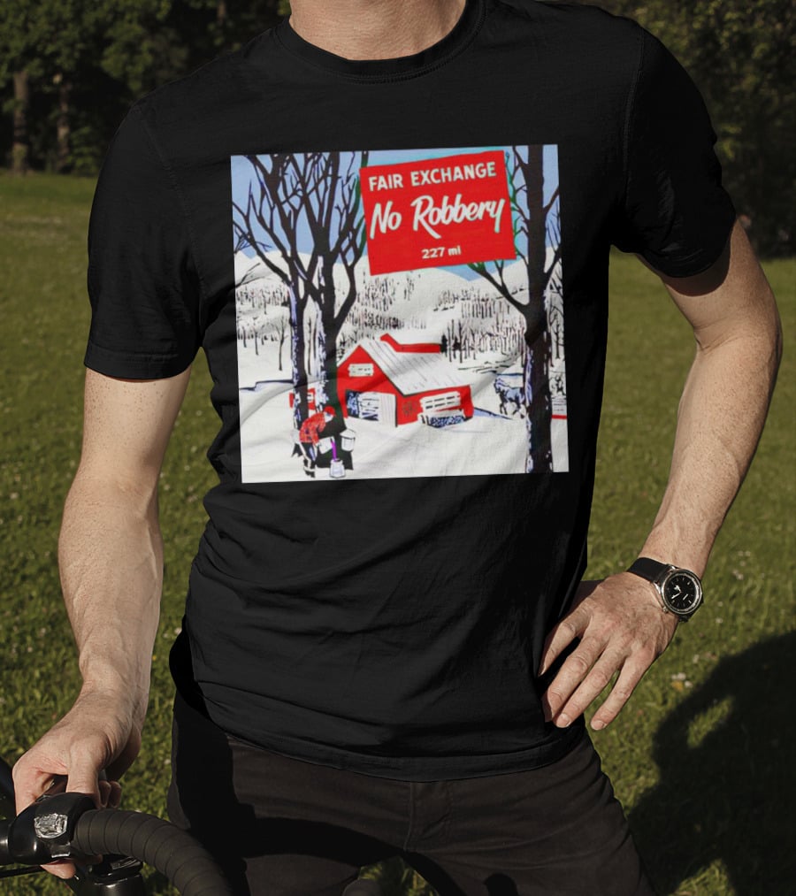 Fair Exchange No Robbery 227 Ml Winter Scene With Red Barn T-Shirt
