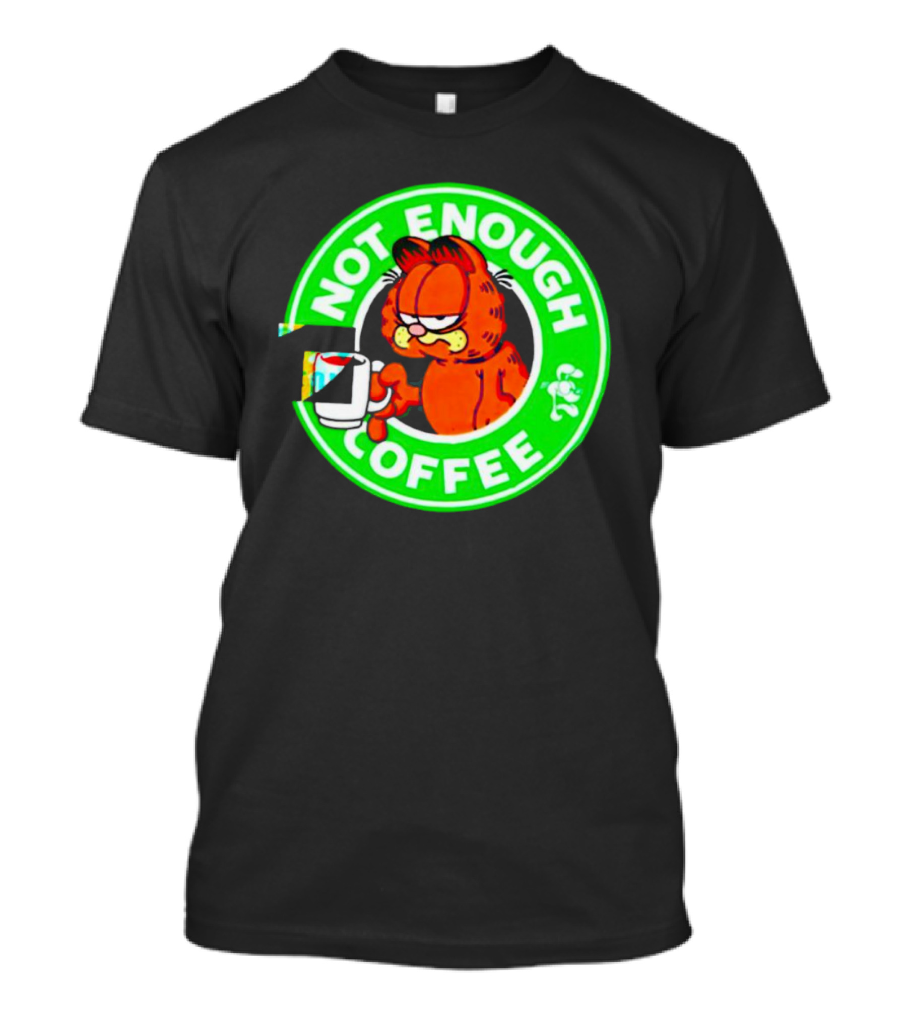 Garfield Not Enough Coffee Circular Green Badge Mood T-Shirt