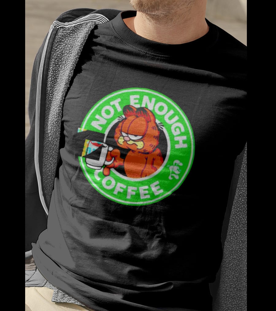 Garfield Not Enough Coffee Circular Green Badge Mood T-Shirt
