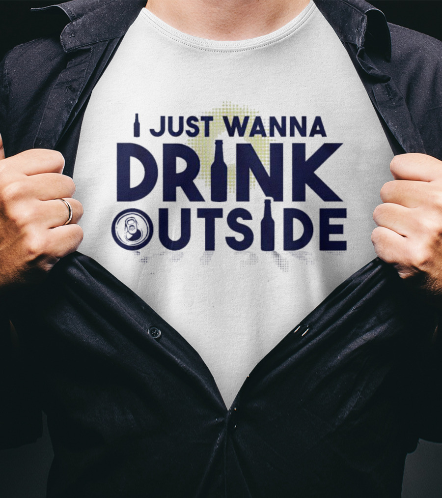 I Just Wanna Drink Outside Full Moon Nighttime Beer Can And Bottle T-Shirt