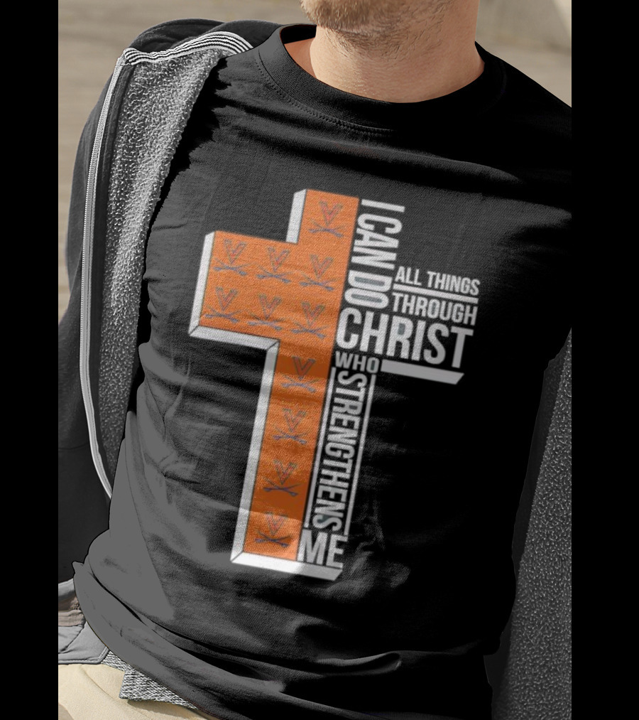 Men’s Virginia Cavaliers Christian Faith I Can Do All Things Through Christ Cross T-Shirt