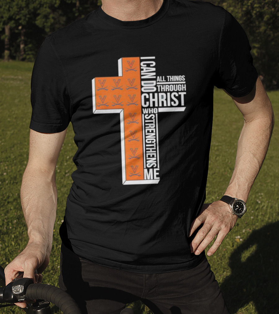 Men’s Virginia Cavaliers Christian Faith I Can Do All Things Through Christ Cross T-Shirt