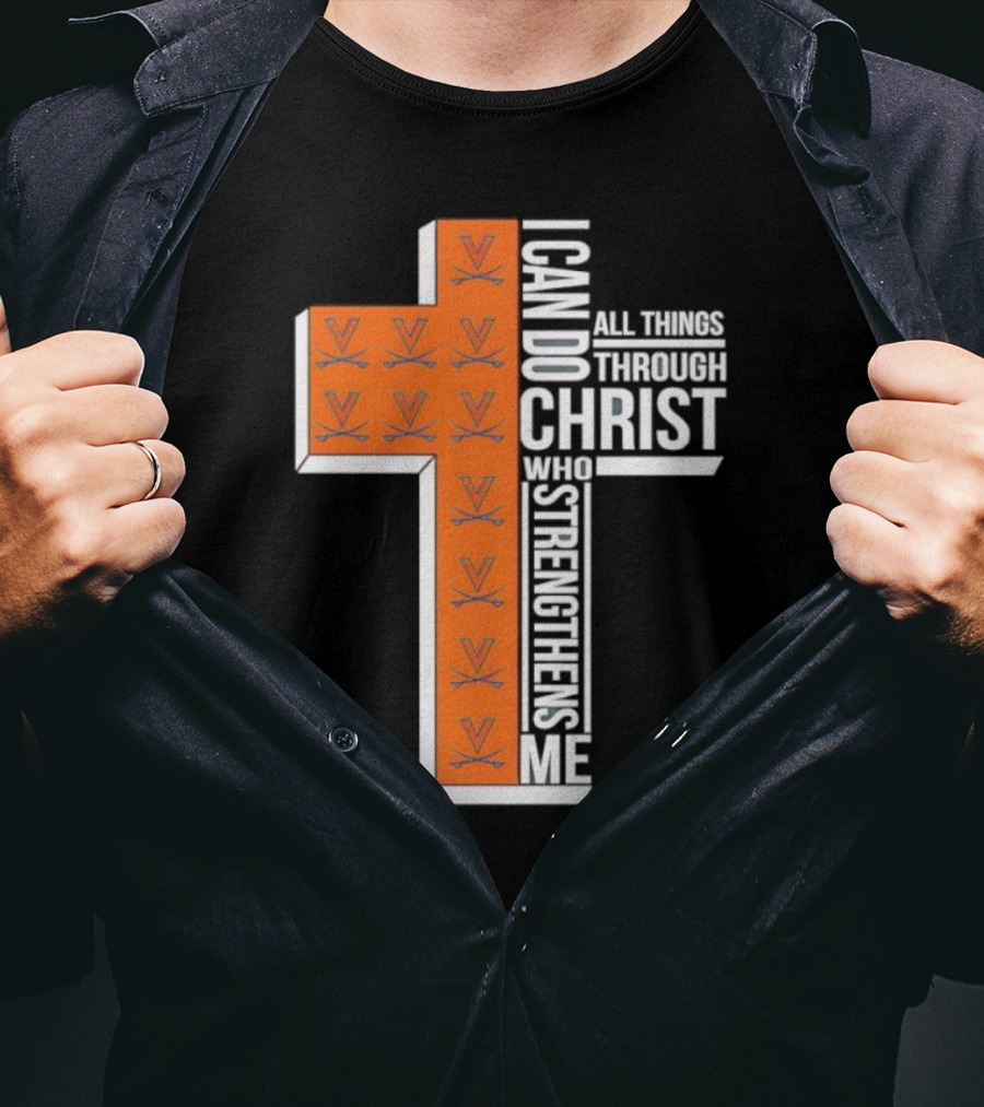 Men’s Virginia Cavaliers Christian Faith I Can Do All Things Through Christ Cross T-Shirt