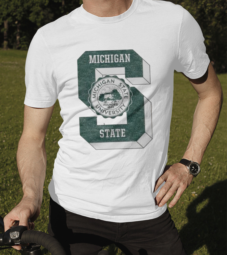 Michigan State University Vintage Seal Large S Emblem T-Shirt
