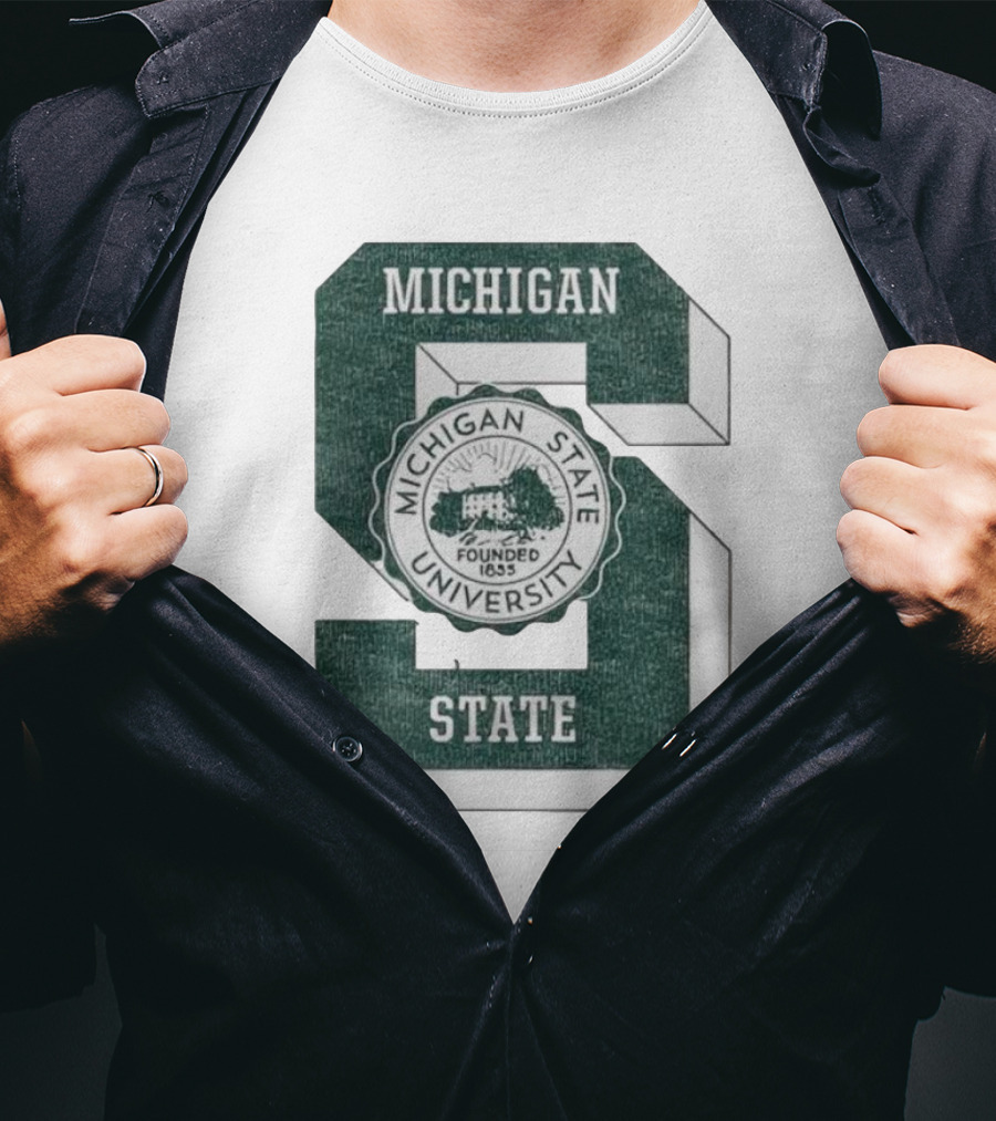 Michigan State University Vintage Seal Large S Emblem T-Shirt