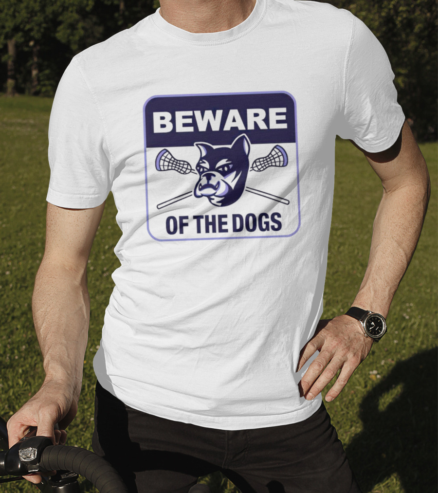 Waterdogs Lacrosse Club Beware Of The Dogs Iconic Logo With Lacrosse Sticks T-Shirt