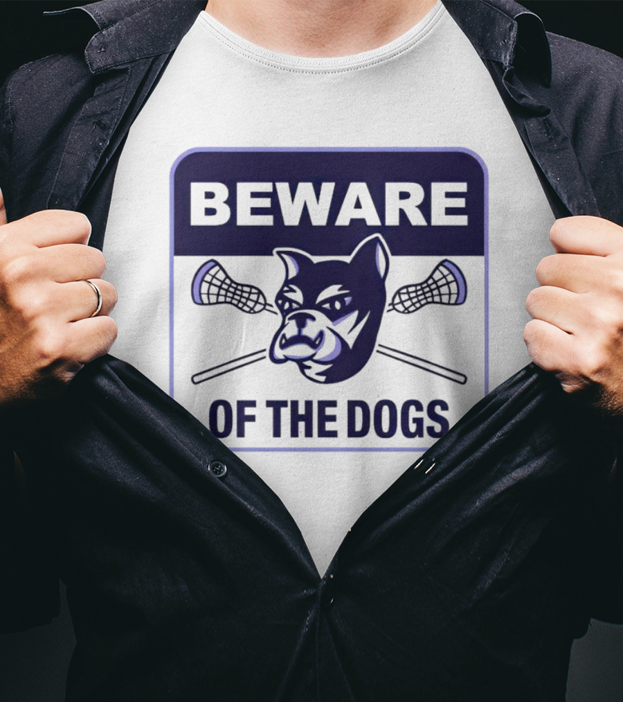 Waterdogs Lacrosse Club Beware Of The Dogs Iconic Logo With Lacrosse Sticks T-Shirt