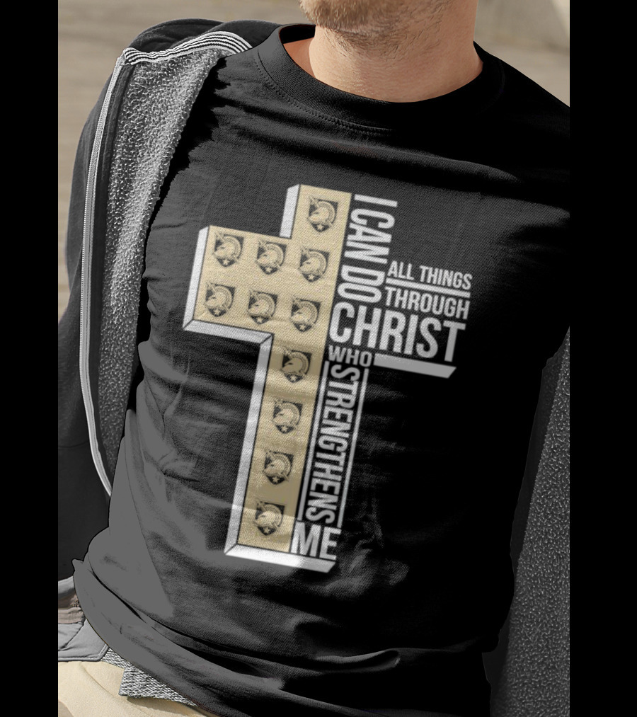 Black Knights I Can Do All Things Through Christ Who Strengthens Me Cross T-Shirt