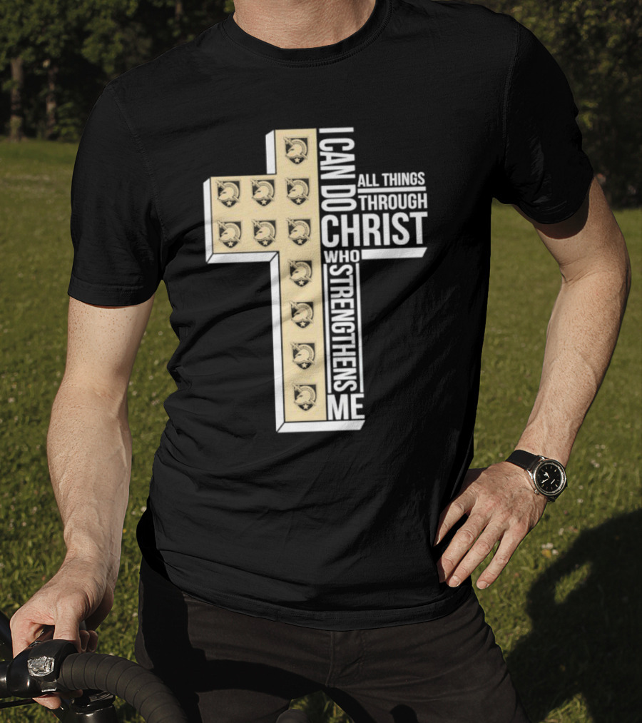 Black Knights I Can Do All Things Through Christ Who Strengthens Me Cross T-Shirt