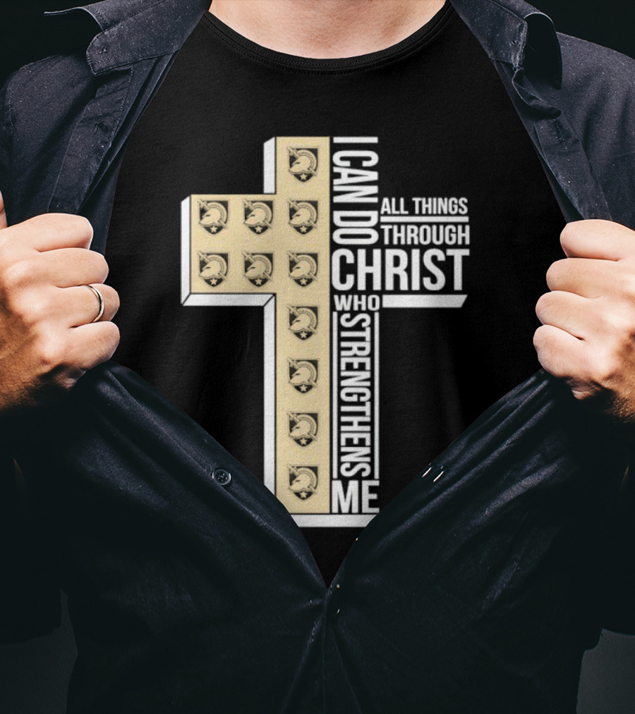 Black Knights I Can Do All Things Through Christ Who Strengthens Me Cross T-Shirt