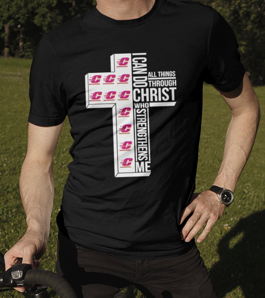 Central Michigan Chippewas I Can Do All Things Through Christ Who Strengthens Me Cross T-Shirt