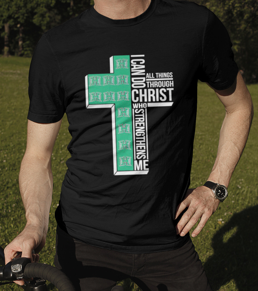 Hawaii Rainbow Warriors ‘I Can Do All Things Through Christ Who Strengthens Me’ Cross T-Shirt