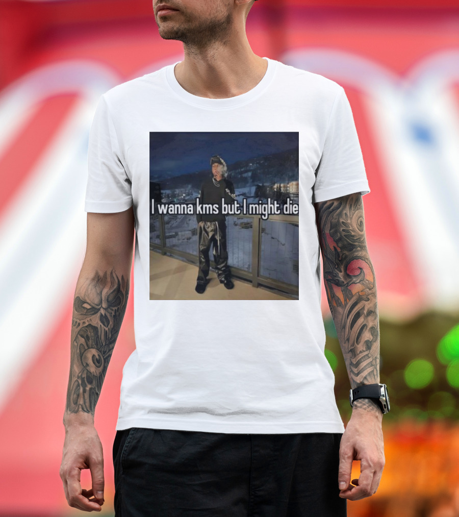 I Wanna Kms But I Might Die Sparkling Night Cityscape T-Shirt