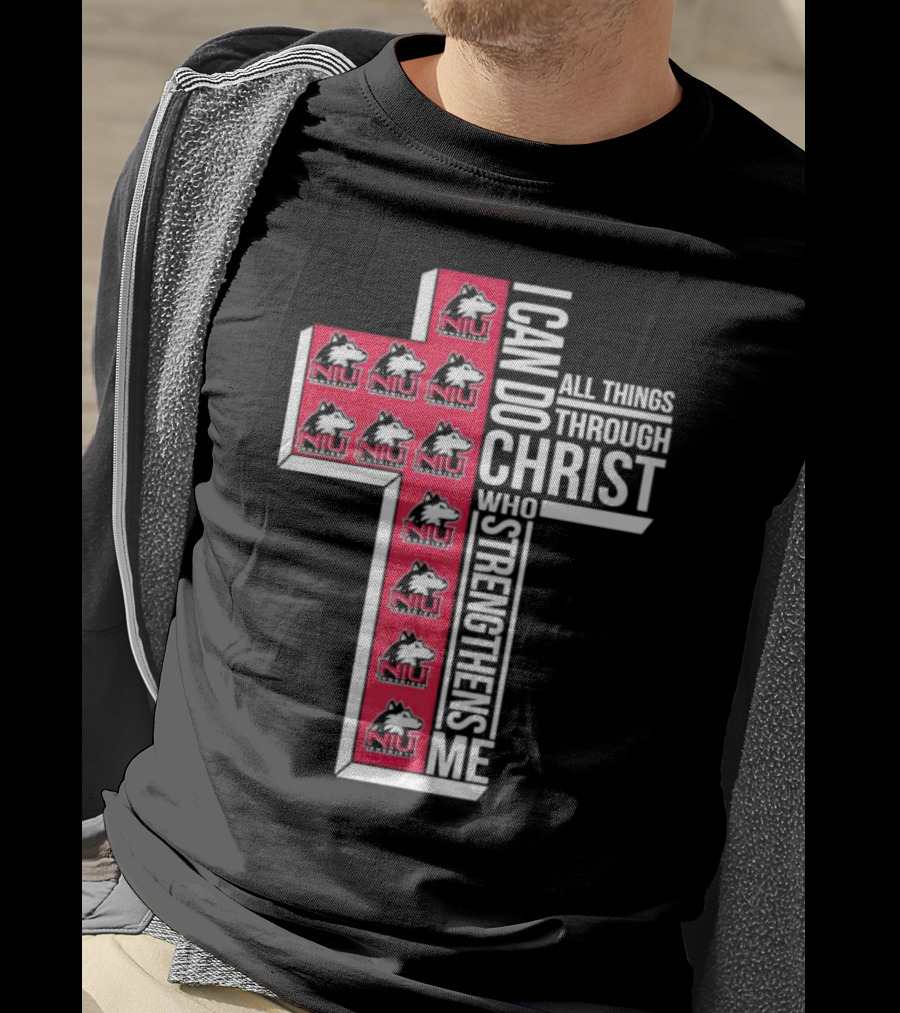 NIU Huskies I Can Do All Things Through Christ Who Strengthens Me Cross T-Shirt