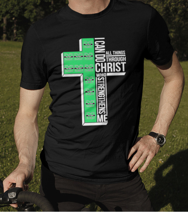Marshall Thundering Herd I Can Do All Things Through Christ Who Strengthens Me Cross T-Shirt