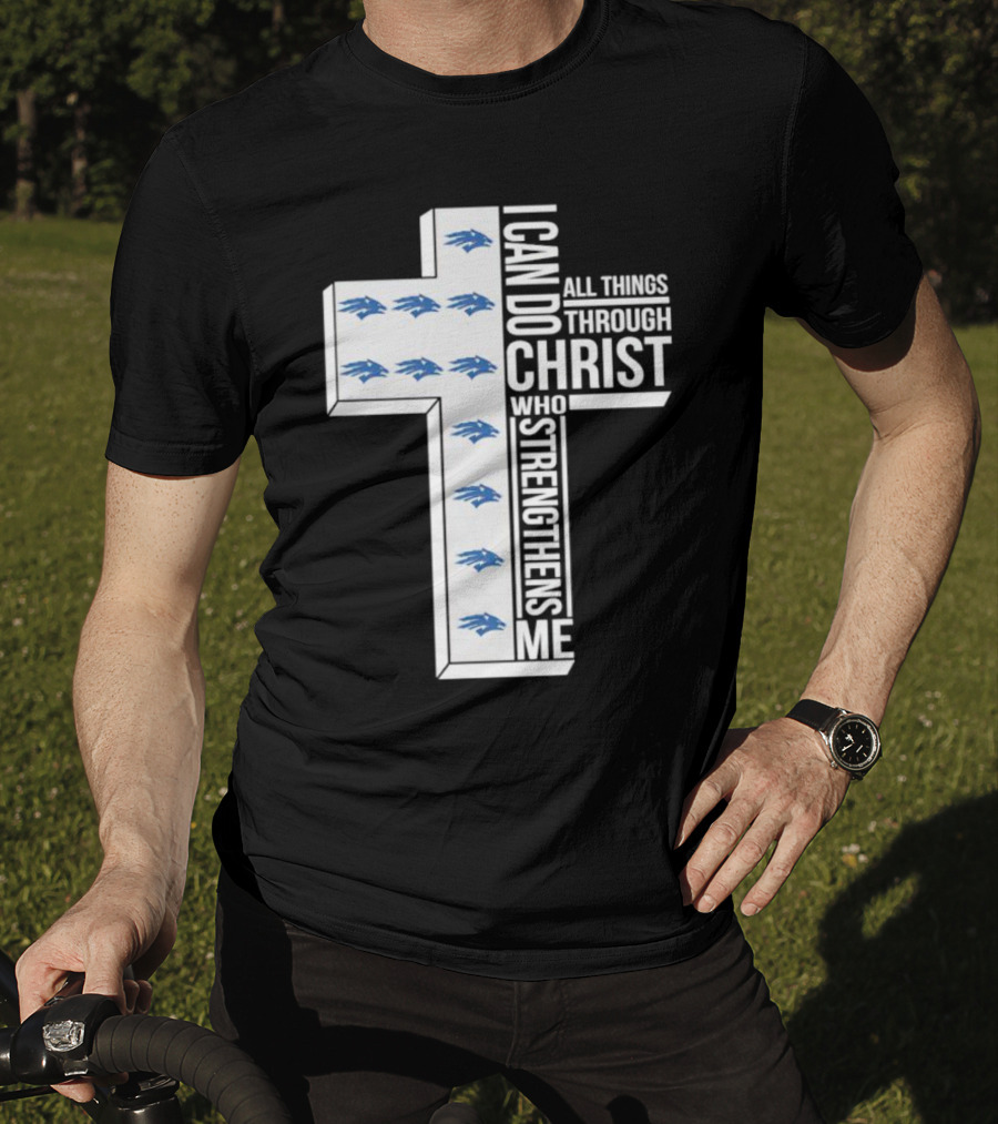 Nevada Wolf Pack I Can Do All Things Through Christ Who Strengthens Me Cross T-Shirt