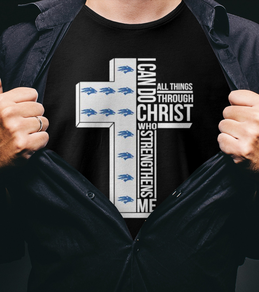 Nevada Wolf Pack I Can Do All Things Through Christ Who Strengthens Me Cross T-Shirt
