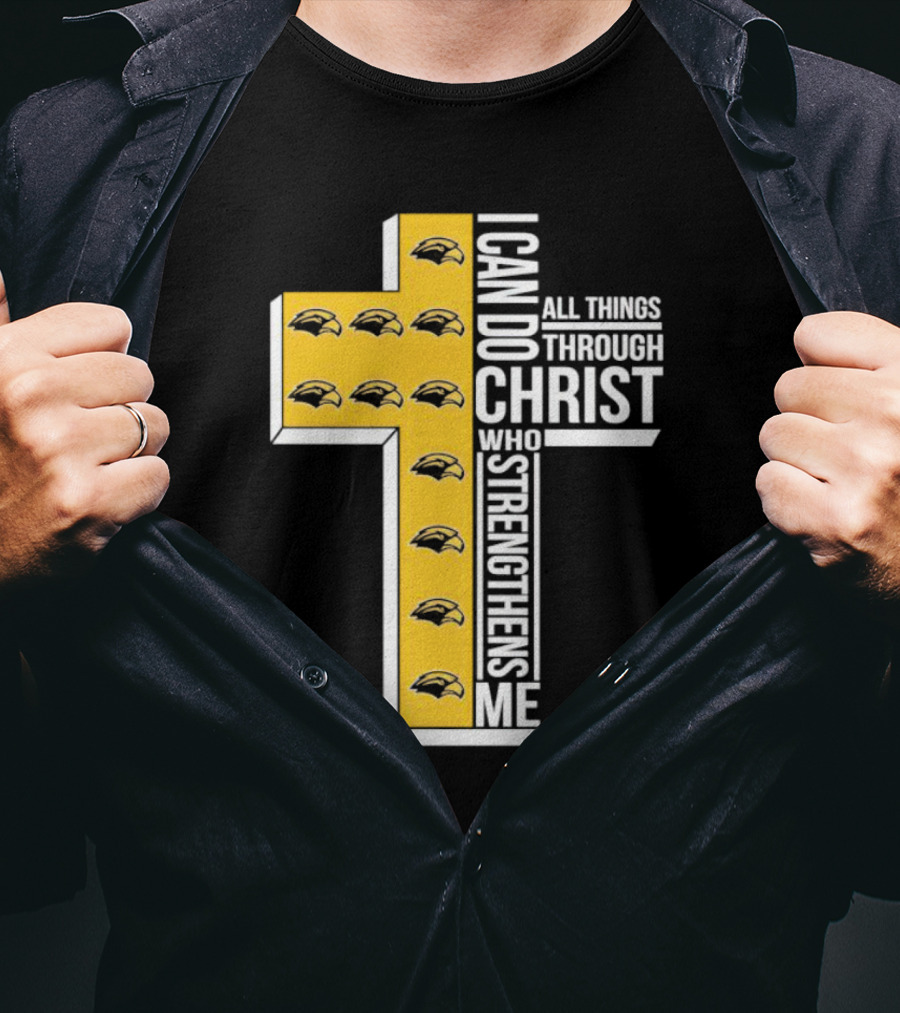 Southern Miss Golden Eagles I Can Do All Things Through Christ Who Strengthens Me Cross T-Shirt