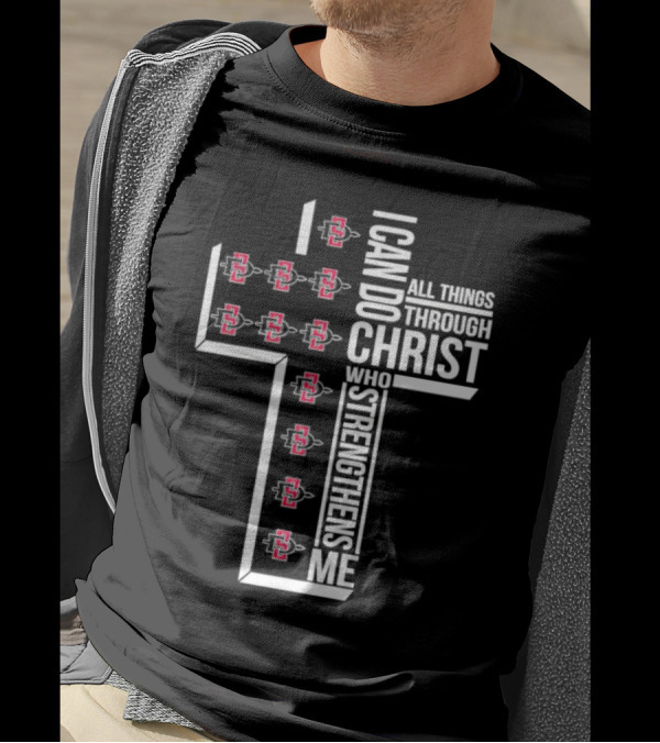 State Aztecs I Can Do All Things Through Christ Who Strengthens Me Cross T-Shirt