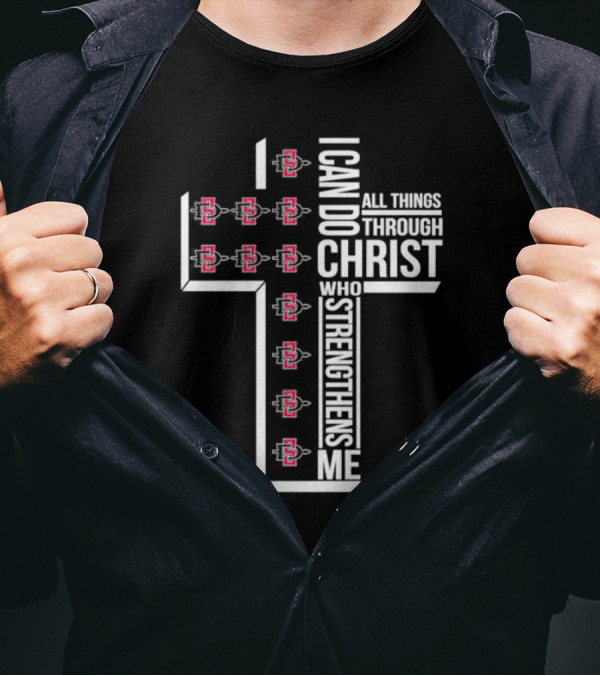 State Aztecs I Can Do All Things Through Christ Who Strengthens Me Cross T-Shirt