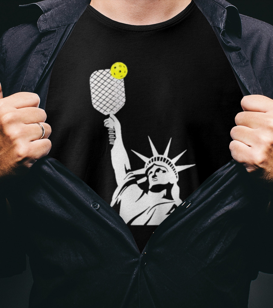 Statue Of Liberty With Pickleball Paddle And Ball T-Shirt