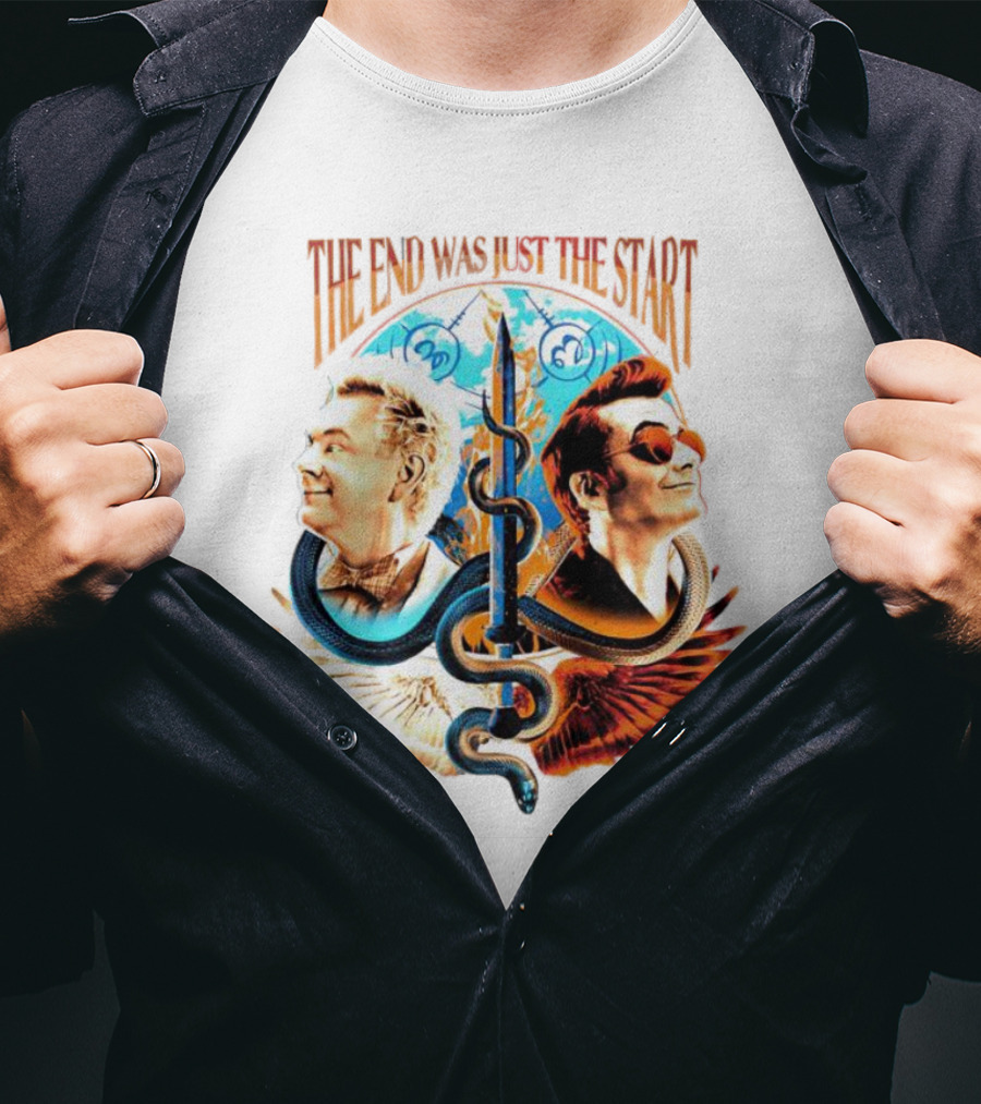 The End Was Just The Start Good Omens Angel And Demon Symbolic T-Shirt