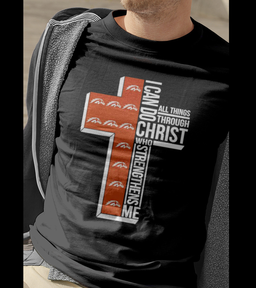 Western Michigan Broncos I Can Do All Things Through Christ Who Strengthens Me Cross T-Shirt