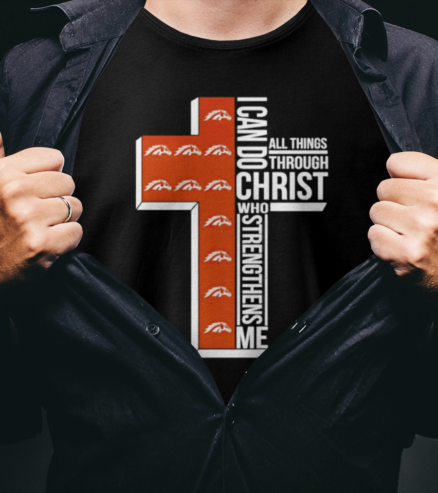 Western Michigan Broncos I Can Do All Things Through Christ Who Strengthens Me Cross T-Shirt
